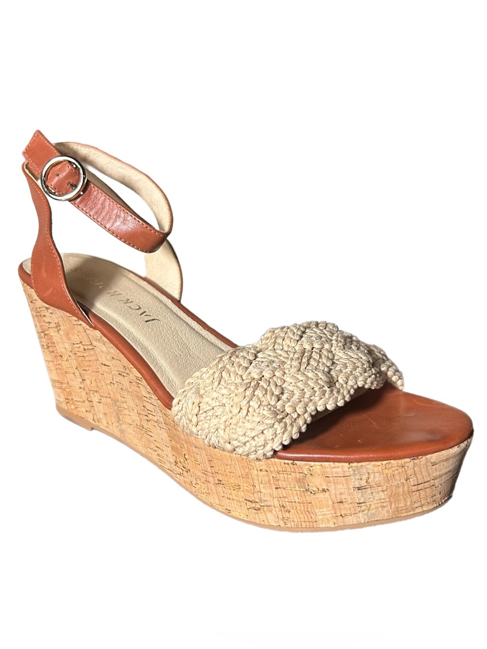Jack Rogers Sandals Size 10 Dumont Woven Rope Espadrille Cork Wedge